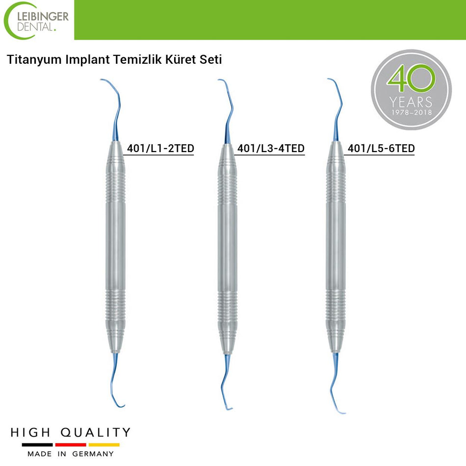 DentrealStore - Leibinger Titanium Curette - Implant Cleaning Curette Set
