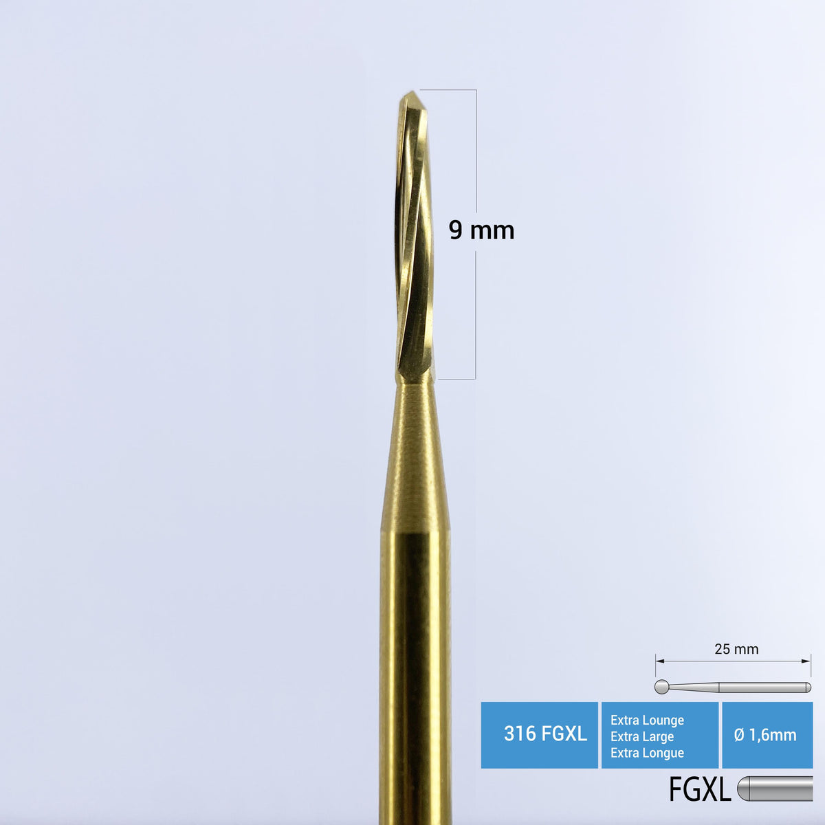 DentrealStore - Frank Dental Titanium Coated Carbide Lindemann Bone Cutter - 161 FGXL - for Air Turbine