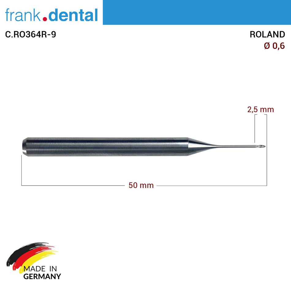 DentrealStore - Dentreal Tungsten Milling Bur 0.6 mm - for Roland Milling Machine