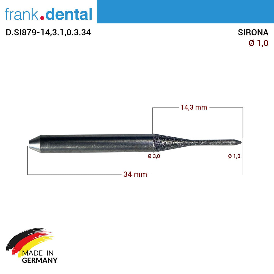 DentrealStore - Dentreal SIRONA Diamond Cad Cam Drill 1.0 mm