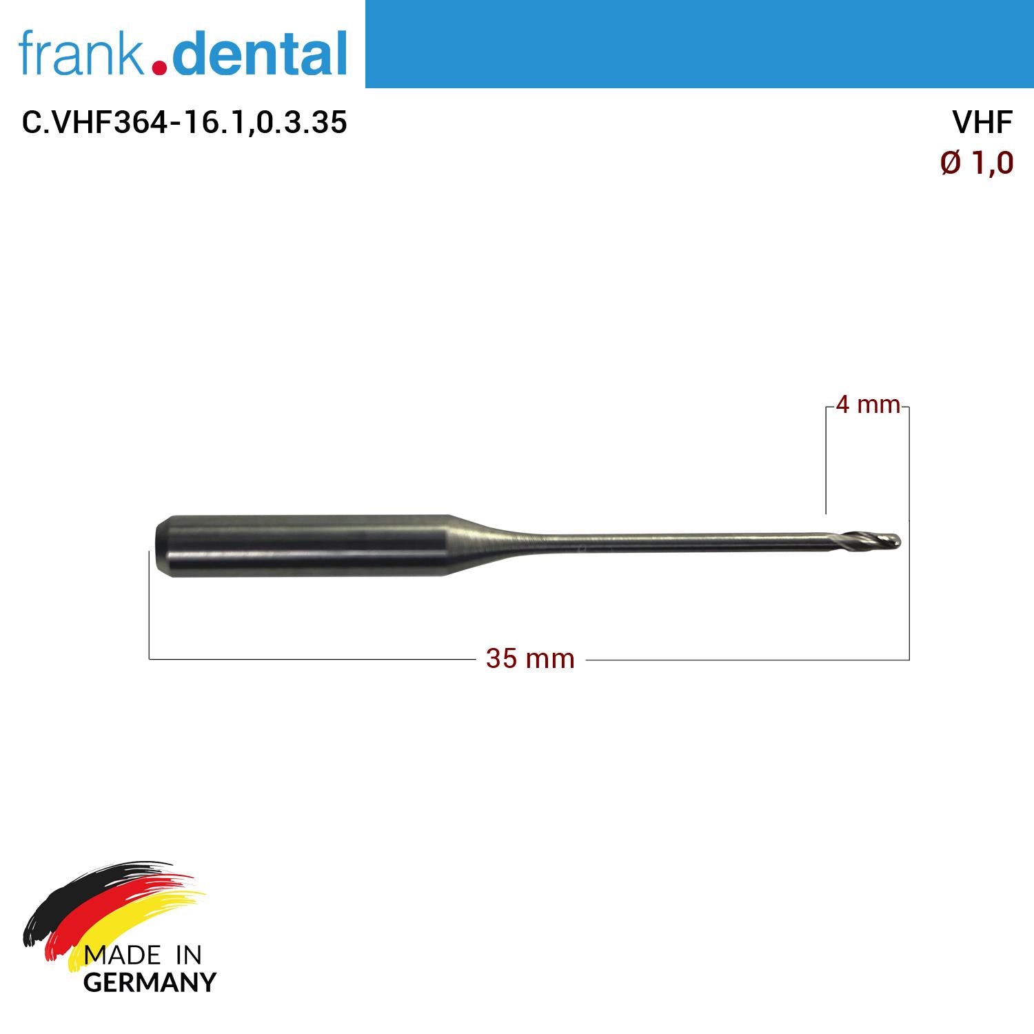 DentrealStore - Frank Dental VHF Cad Cam Drill 1.0mm