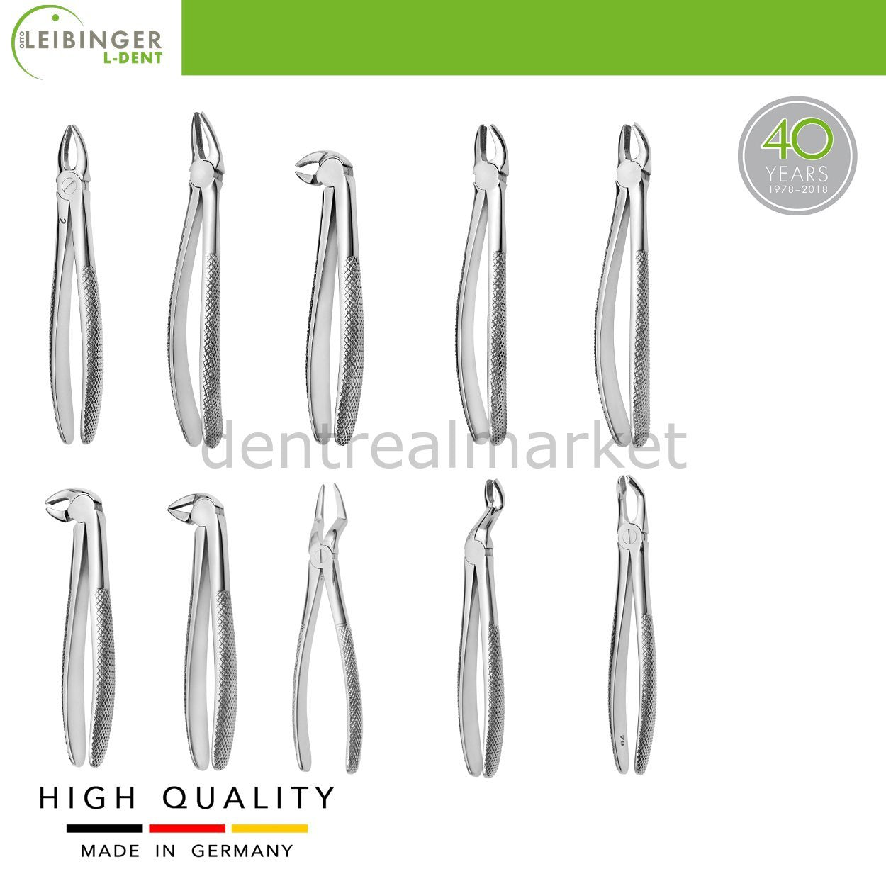 DentrealStore - Leibinger Adult Tooth Extraction Forceps Kit - English Pattern